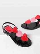 Shein Heart Design Pu Toe Post Sandals