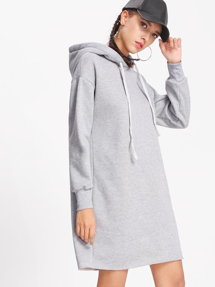 Shein Raw Hem Marled Hoodie Dress