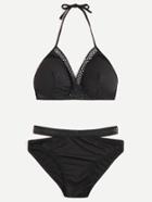 Shein Black Halter Hollow Out Bikini Set
