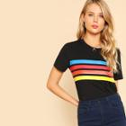 Shein Striped Print Front Tee