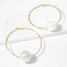 Shein Faux Pearl Detail Oversize Hoop Earrings