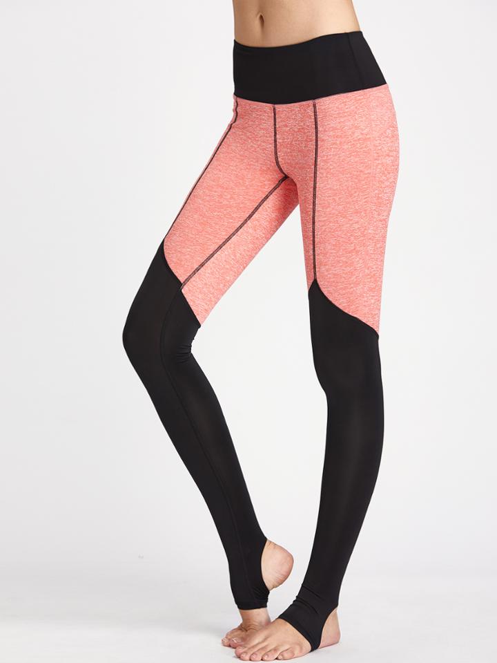 Shein Active Color Block Seamless Topstitch Stirrup Leggings