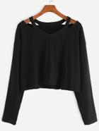 Shein Black Cut Out Neck T-shirt