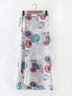 Shein Multicolor Printed Self Tie Asymmetric Skirt