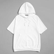 Shein Men Drawstring Hoodie Tunic Tee