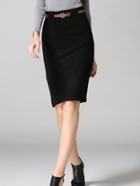 Shein Black High Waist Pocket Belted Pencil Skirt