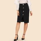 Shein 70s Button & Slit Front Skirt