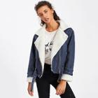 Shein Shearling Lined Belted Cuff Denim Jacket