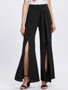 Shein Self Tie Split Front Flared Pants