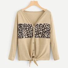 Shein Single Breasted Leopard Print Tee