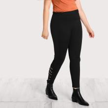 Shein Plus Grommet Lace Up Hem Pants