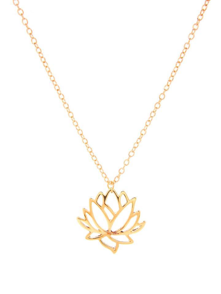 Shein Hollow Lotus Pendant Chain Necklace