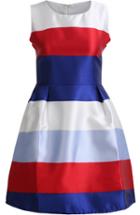 Shein Multicolor Sleeveless Striped Flare Dress