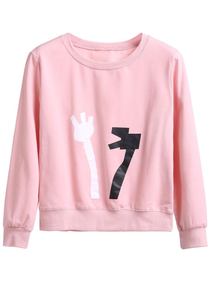Shein Pink Graffiti Print Sweatshirt