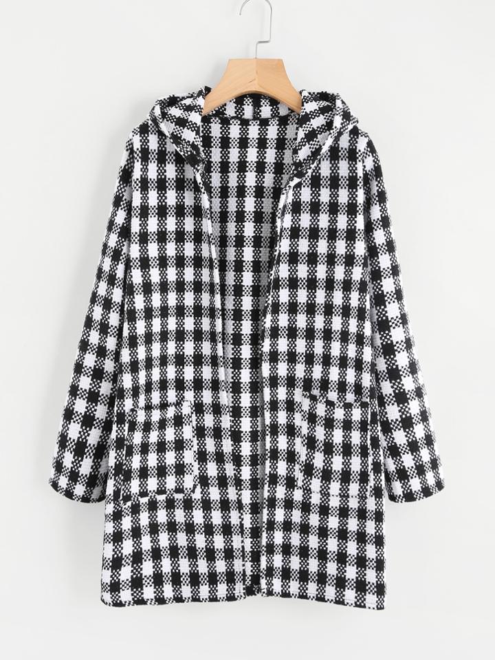 Shein Gingham Hooded Coat