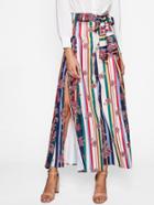 Shein Block Striped High Split Tie Waist Palazzo Pants