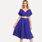 Shein Surplice Neck Pleated Dress Without Belted