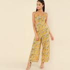 Shein Thick Strap Floral Palazzo Jumpsuit