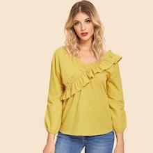 Shein Double-plunge Ruffle Blouse