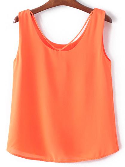 Shein Orange Round Neck Chiffon Camis Top