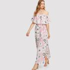 Shein Off Shoulder Frloral Split Side Dress