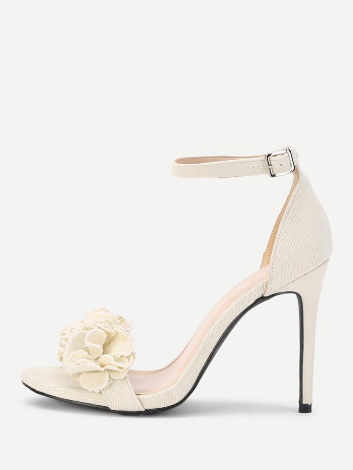 Shein Flower Design Ankle Strap Heeled Sandals