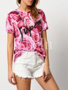 Shein Rose Pink Rose Print Casual Blouse