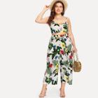 Shein Plus Tropical Print Elastic Hem Cami Top & Palazzo Pants Set