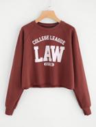 Shein Raglan Sleeve Print Crop Sweatshirts