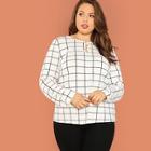 Shein Plus Keyhole Front Grid Top