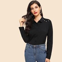 Shein Ring Decoration Single Breasted Shirt