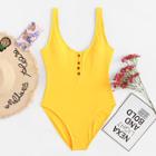 Shein Button Plain Swimsuit