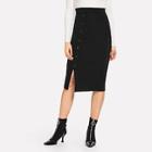 Shein Slim Fitted Button Detail Skirt