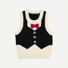 Shein Boys Tie Neck Button Decoration Vest