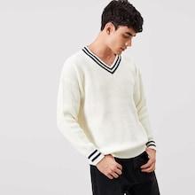 Shein Men Striped Detail V-neck Jumper