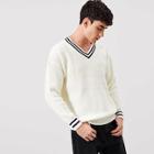 Shein Men Striped Detail V-neck Jumper