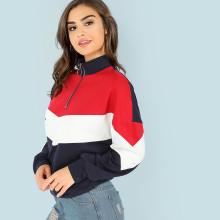 Shein O-ring Zip Front Cut And Sew Sweatshirt