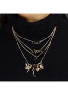Rosewe Letter Design Heart And Key Pendant Layered Necklace