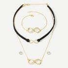 Shein Infinity Layered Choker & Bracelet & Earrings Set