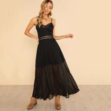 Shein Floral Lace Insert Semi Sheer Cami Dress