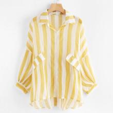 Shein Drop Shoulder Dip Hem Striped Shirt
