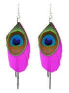 Shein Hotpink Ethnic Style Peacock Chain Earrings