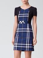 Shein Navy Black Short Sleeve Check Print Dress