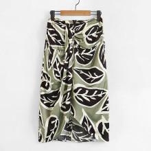 Shein Leaf Print Overlap Skirt