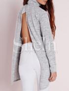 Shein Grey High Neck Back Slit T-shirt