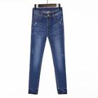 Shein Pocket Patched Bleach Dye Jeans