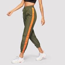 Shein Drawstring Waist Contrast Tape Side Pants