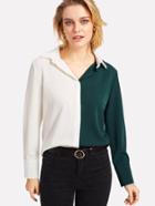 Shein Two Tone Cut And Sew Blouse