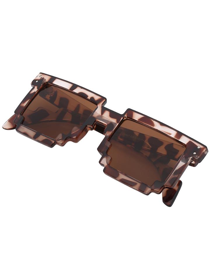 Shein Leopard Bold Plastic Frame Sunglasses