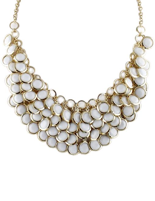 Shein White Glaze Tassel Gold Chain Necklace
